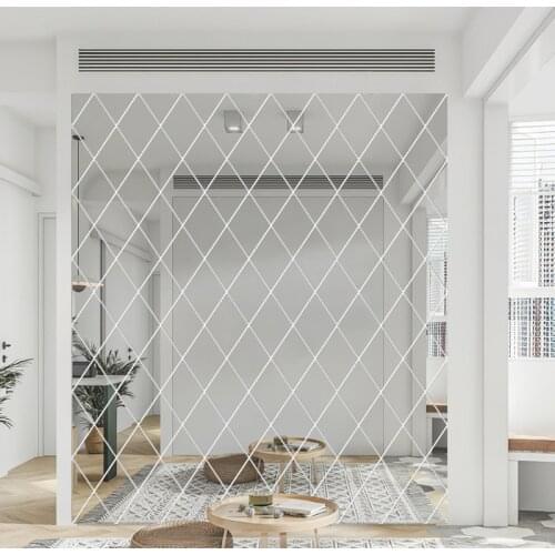 Mirror Wall Background Stickers Set Home Decor Art Self-Adhesive Decoration For Living Room Geometry Bathroom Decorative Mirror