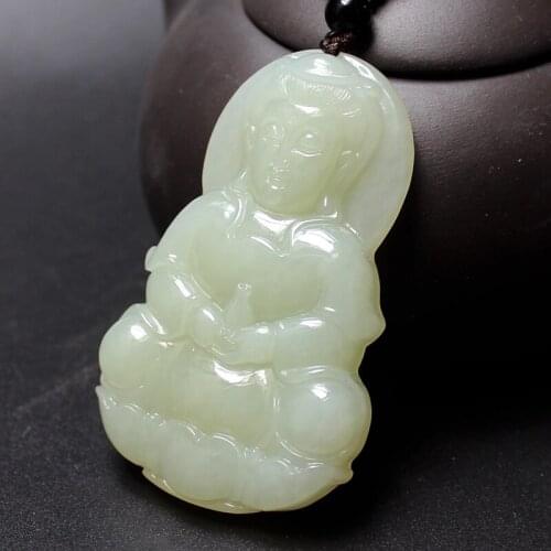 Natural A cargo Xinjiang Hetian white yu Maitreya pendant female necklace yu pendant laugh Buddha pendant fidelity certifica