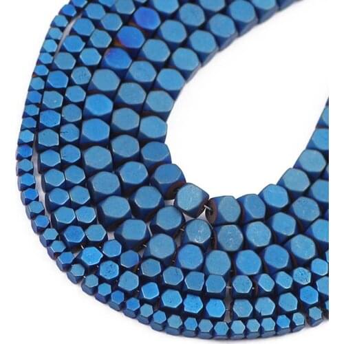 Natural Matte Blue Hematite Stone 2/3/4mm Square Spacers Charms Loose Beads For Jewelry Making Diy Bracelets Accessories 15