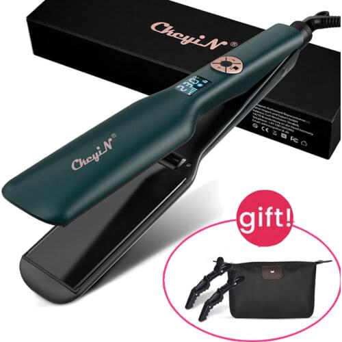 CkeyiN Professional Hair Straightener Curler Ceramic Wide Plate Fast Heated Flat Iron LCD 120℃-230℃ Smooth Hair Care Styler Tool