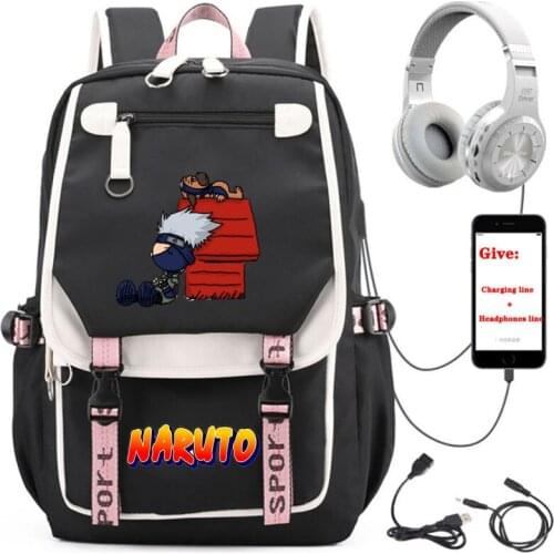 Anime Cartoon Uchiha Hatake backpack student School book Bag Unisex Travel Backpack USB Charging teenagers Laptop packsack