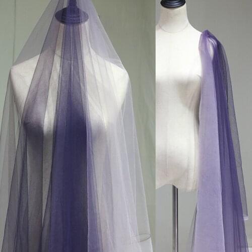 Mesh fabric handmade diy tulle encryption soft yarn purple gray gradient transparent wedding dress fabric