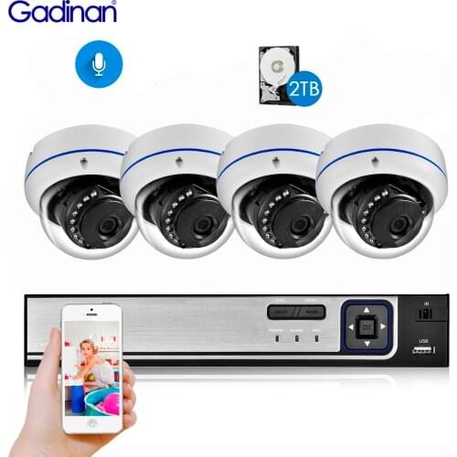 Gadinan 4CH 5.0MP Home Security NVR POE CCTV Camera System 5MP 2592X1944P 3MP Audio Sound Outdoor Night Vision Surveillance Kit