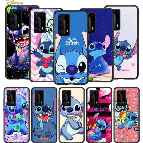 Stitch cute cartoon for Huawei P40 P30 P20 P10 Pro Lite E Plus 4G 5G P9 P8 Lite P Smart Z S Plus Soft Black Phone Case
