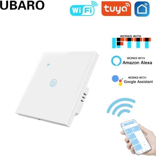 Ubaro Eu Tempered Glass Tuya Smart Home Wi-Fi Switch Support Voice App Control Google Home Alexa Switches 1/2/3 Gang Ac170-240V