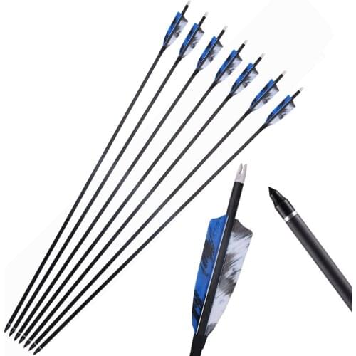 6/12/24 pcs archery Carbon Arrow with nock metal arrow head 32inch 400 spine for Recurve/Compound Bows Archery Hunting shot