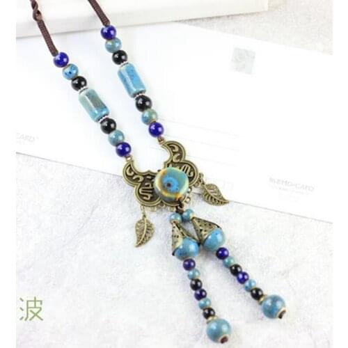 Unique Ceramic Tassel Pendant Necklaces For Women Vintage Style Necklace DIY Fashion Jewelry Gifts