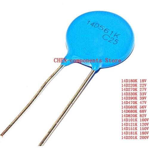 5PCS Varistor 14D180K 220K 270K 330K 390K 470K 560K 680K 820K 101K 121K 151K 181K 201K 18V 22V 27V 33V 39V 47V 56V 68V 82V 100V