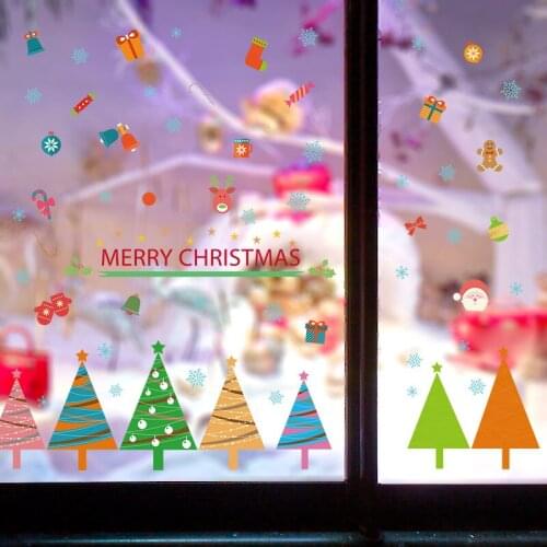 Merry Christmas Tree Snowflakes Wall Sticker For Home Decoration Festival Wall Mural Art Diy Kids Room Bedroom Window Decals