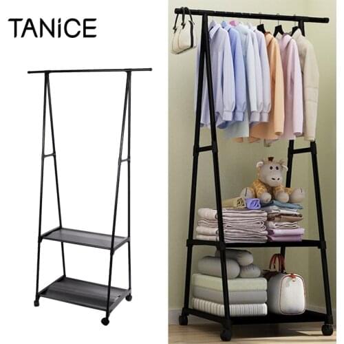 TANiCE Heavy Metal Clothes Rail Storage Clothes Hanging Display Rack Wardrobe Wheeled Coat Shoe Rack For Bedroom/ Shopping Mall