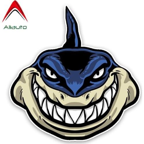 Aliauto Funny Shark Cartoon Car Sticker Auto Bumper Window Colored PVC Decal for Ford Focus Volkswagen Skoda Polo Golf ,14*14CM