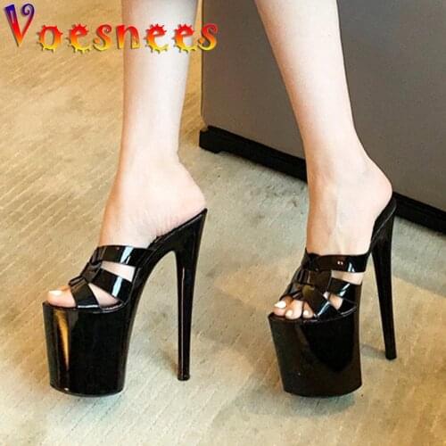 Summer Ladies Shoes 2021 Walk Show Model Platform Sandals Super High Heels Sexy Nightclub Pole Dance Thin Heel Women Slippers