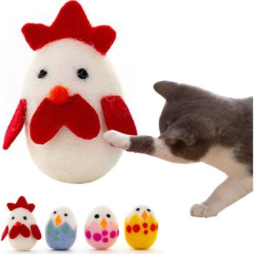 1Pcs Easter Cat Toy Lovely Chicken Egg Kitten Chew Toy Catnip Cat Chasing Toy With Storage Bag Multicolor Cat Interactive Toy