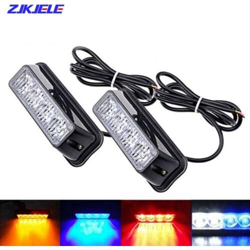 12-24V 4 LED Amber Car Flashing Lights Emergency Signal Strobe High-brightness Warning Light Grill Breakdown Light Fog Beacon