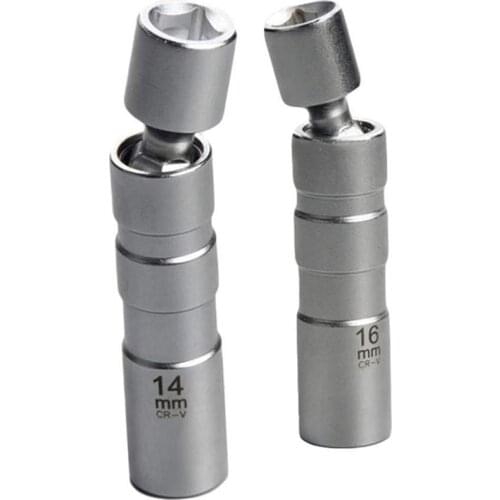 14MM & 16MM Thin Wall Magnetic Swivel Spark Plug Socket - 3/8-Inch Drive 12-Point Spark Plug Socket Removal Tool - Swivel Extens