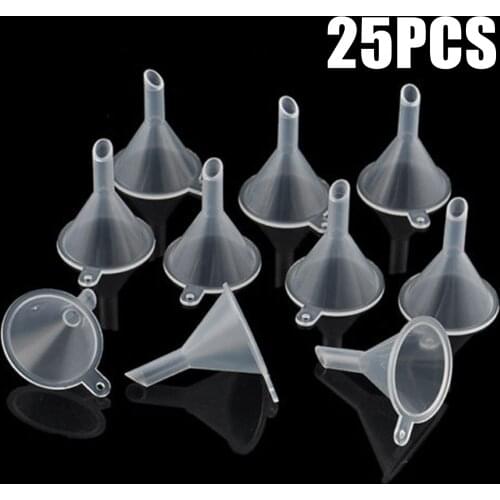 25PCS Mini Plastic Liquid Oil Funnels Laboratory Experimental Lab Tool Funnel For School Kitchen Perfume Diffuser Bottle 3cm