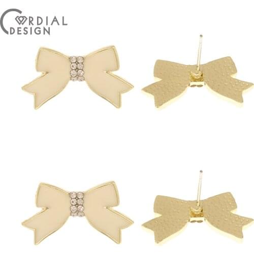 Cordial Design 50Pcs 14*23MM Jewelry Accessories/Bowknot Shape/Earrings Stud/Paint Effect/Jewelry Findings Components/DIY Making
