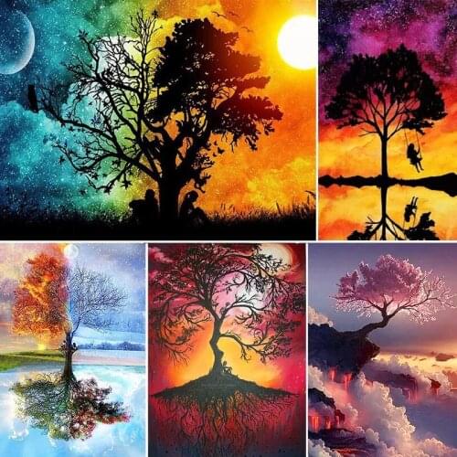 5D DIY Embroidery Mosaic Diamond Painting Full Square/Round Cross Stitch Inlaid Diamond Landscape Fantasy Home Decoration