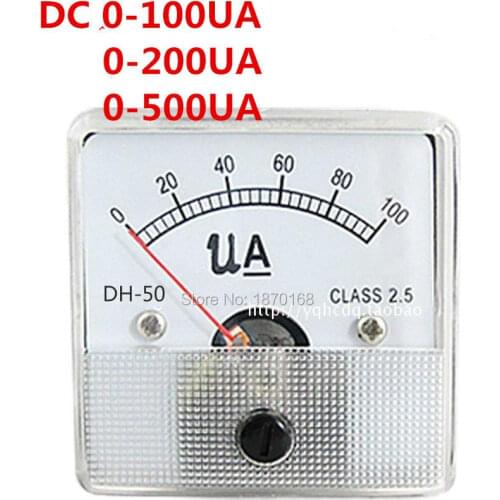 DC 0-100uA 100uA 200UA 500UA Analog Ammeter Panel AMP Current Meter Amperimetro Amperemeter Gauge DH-50 Discount