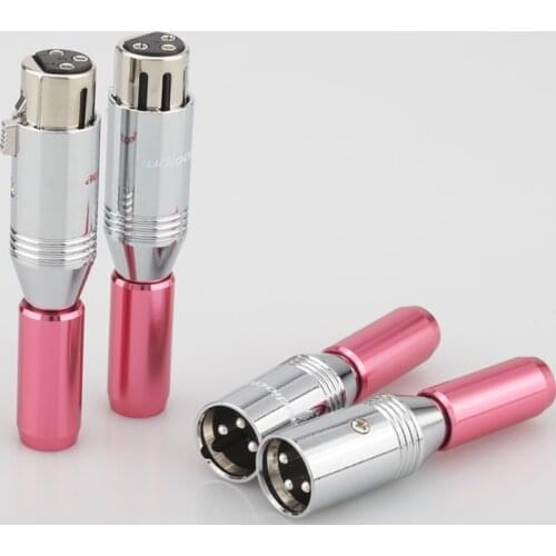 Audicorast 2pcs female 2pcs male XLR Hi-end Hifi Audio Jack 3 pins connector Black Metal Shell Brass Copper Silver XLR sock