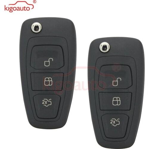 Kigoauto 2pcs 2036872 car remote flip key for Ford Mondeo Focus C-Max S-Max AM5T15K601AD 2011-2014 3 button 434mhz FSK 4D63 chip