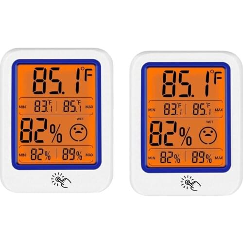 HLZS-2-Pack Digital Indoor Hygrometer&Thermometer,Home Humidity Gauge Indicator Accurate Temperature Monitor with Backlight