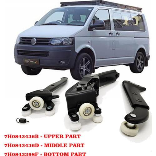 FOR VW T5 TRANSPORTER RIGHT SLIDING DOOR ROLLER ARM GUIDE MOUNT SET 7H0843436B 7H0843398H 7H0843336C
