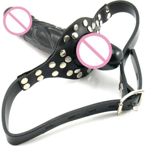 Double-Ended Dildo Gag Open Mouth Gag Mouth Plug BDSM Bondage Sex Shop Sex Toys for Couples Slave Restraint Head Strapon