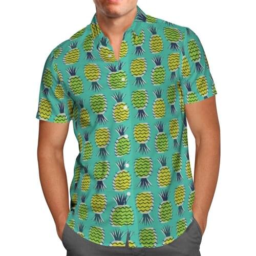 Pineapple 3D Green Beach Hawaiian 2021 Summer Men Shirt Short Sleeve Shirt Streetwear Oversized 5XL Camisa Social Chemise Homme