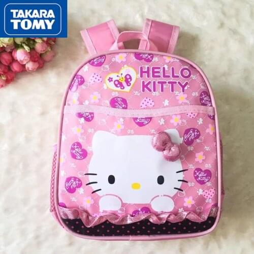 TAKARA TOMY Cartoon Hello Kitty Canvas Breathable Backpack Simple and Comfortable Waterproof Childrens School Bag