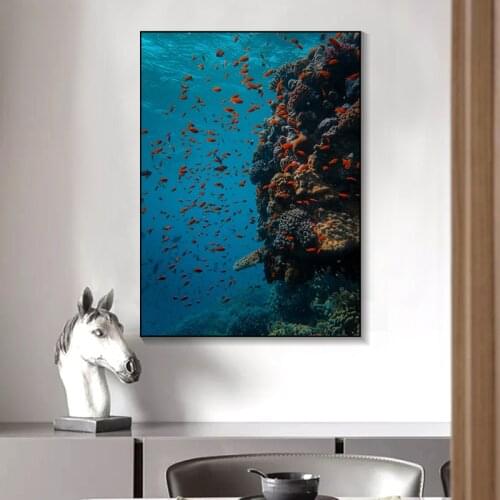 RELIABLI ART Animal Pictures Cluster Of Fish In Sea Canvas Paintings Wall Art Prints For Living Room Home Decoration No Frame