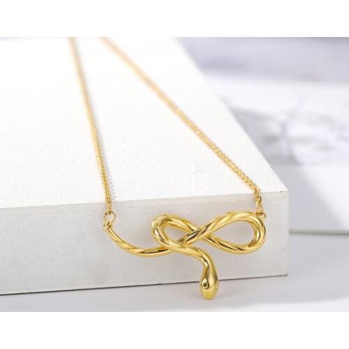 Classic Gold Zodiac Necklace Stainless Steel Snake Pendant Necklace Jewelry Women Cobra Charms Chain