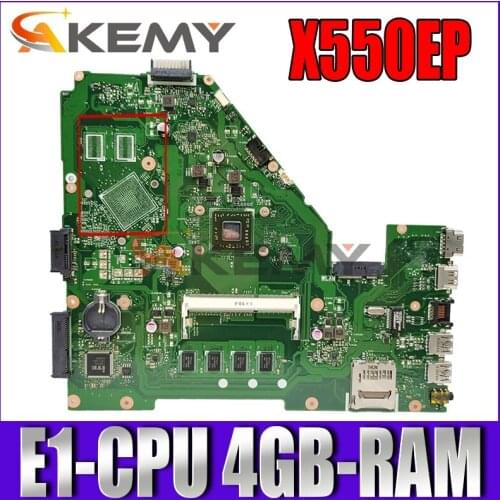 Akemy X550EP Laptop motherboard for ASUS X550EA F552EP F552E A552E X552E original mainboard 4GB-RAM E1-CPU