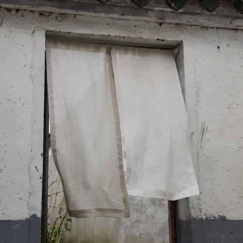 Mcao 100% Pure Linen Curtains Rod Pockets Handcrafted European Natural Flax Semi Sheer Japanese-Stlye Sliding Door Drapes TJ3519
