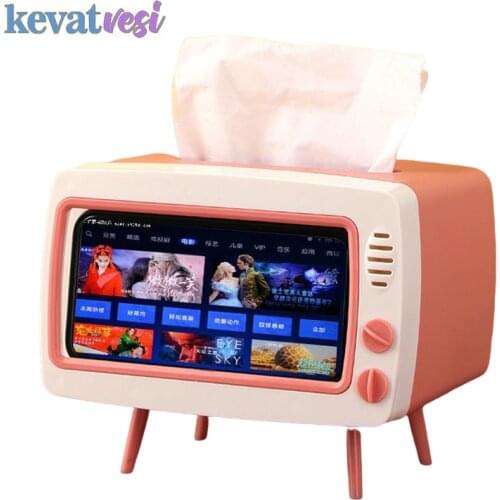 Multifunction 2 In 1 TV Tissue Box Table Napkin Holder Mobile Phone Holder Decor Desk Storage Organizer Toilet Paper Holder