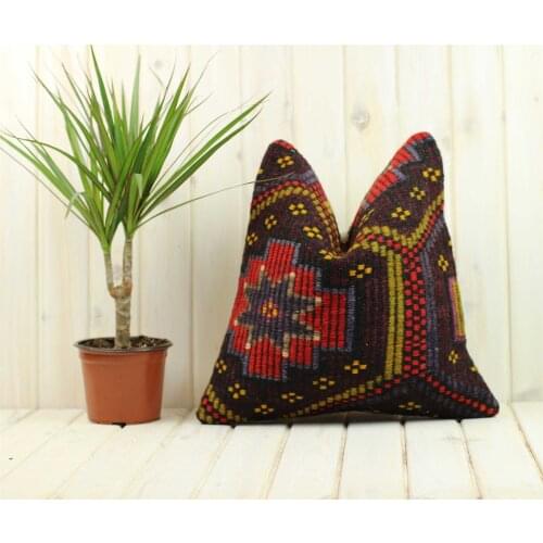 Handmade Kilim Pillow Cases Hand Woven Turkish Anatolian Traditional Motifs Cushion Cover Vintage Home Decorative Zip Carpet