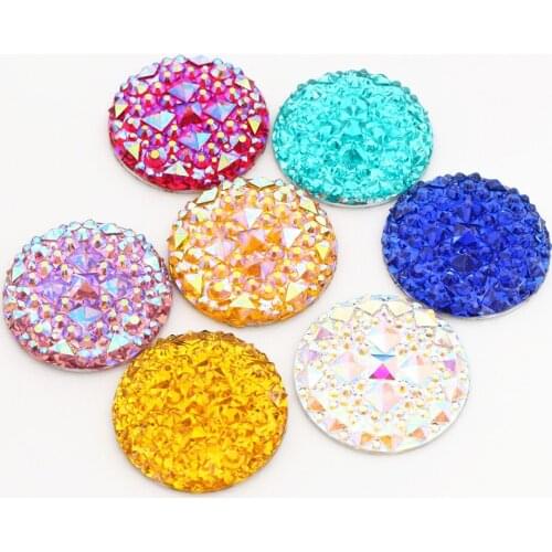New Fashion 10pcs 25mm Mixed Color Flat Back Resin Cabochons Cameo G4-14