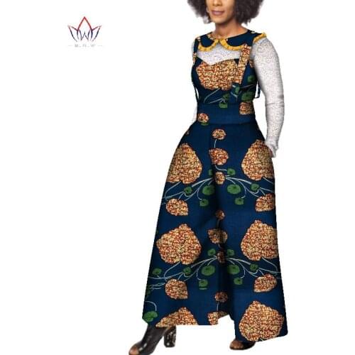 New Style 2020 African Pant Sets For Women Dashiki lace shirt & Loose Bib pants Plus Size African Clothing for Women WY3547