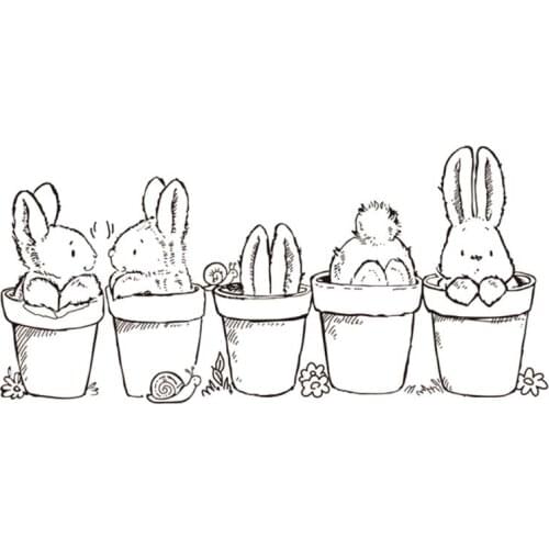 Easter Bunny Potted Plant Silicone Clear Seal Stamp DIY Scrapbooking Embossing Photo Album Decorative Paper E56C