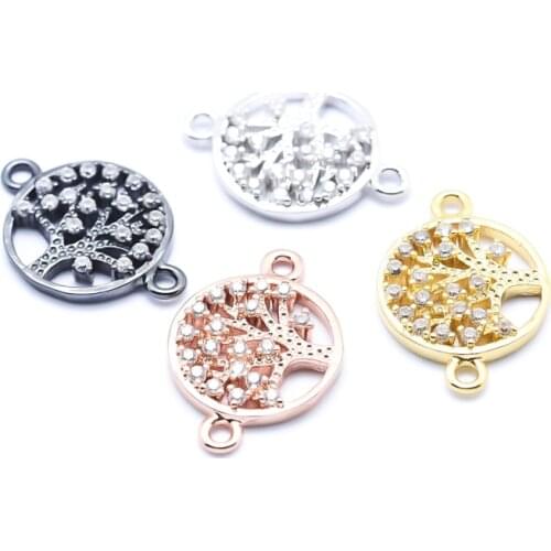 10pcs Flat Round with Tree of Life Links Connector Charms Necklace Pendant Jewelry Accessory 12.5x18x2mm F60