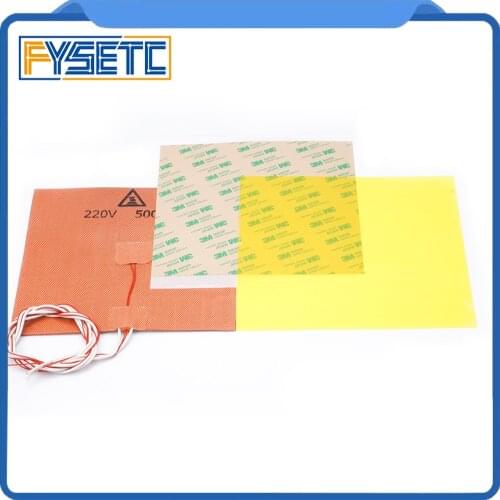 Polyetherimide Cold PEI Sheet 200*200*0.3mm Frosted Build Surface Yellow+ 200X200mm 220V 500W Silicone Heater Pad For Prusa i3