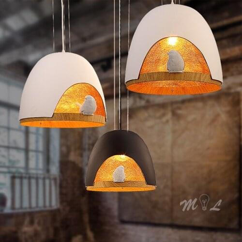 Resin Bird Cage Hanging Lamp Nordic Pendant Lights Bird Lamp E27 Living Room Bedroom Lamp Home Deco Industrial Lighting Fixtures