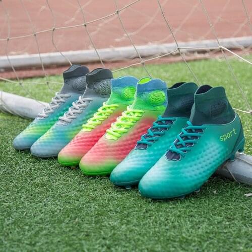 Rolibba Football Boots Men High Ankle Superfly Soccer Shoes AG Profrssional Outdoor Kids Training Sock Cleats