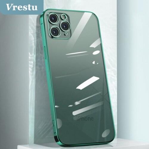 Luxury Classic Square Edge Plating Case for iPhone 12 11 Pro Max 12 X XS XR 7 8 Plus SE Soft Clear Cover Coque Fundas Capinhas