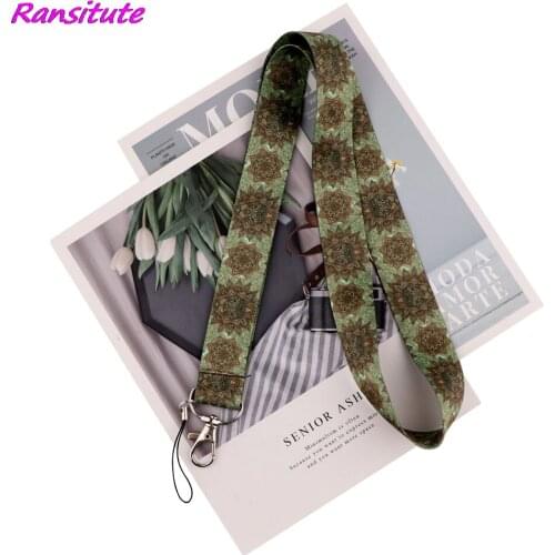 Ransitute R2021 Lion Flowers Personality Lanyards ID Badge Holder ID Card Pass Mobile Phone Straps Badge Key Holder Keychain
