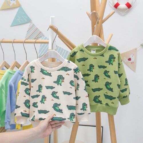 2-8 Years Toddler Boys Hoodies Fashion Cotton Cartoon Dinosaur Kids Tops For Boy Baby Childrens Autumn Long Sleeve Sweatshirt