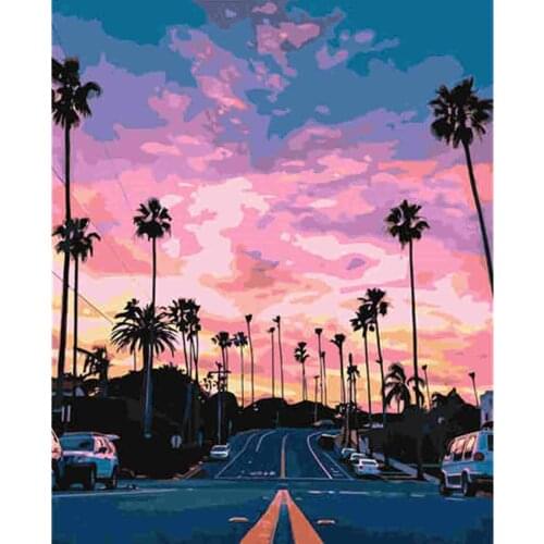 Verf Meisje Schilderij Van Nummers Landschap Diy OliePaint By Number View Canvas Verf Art Pictures Home Decor 40X50cm Rural Warm