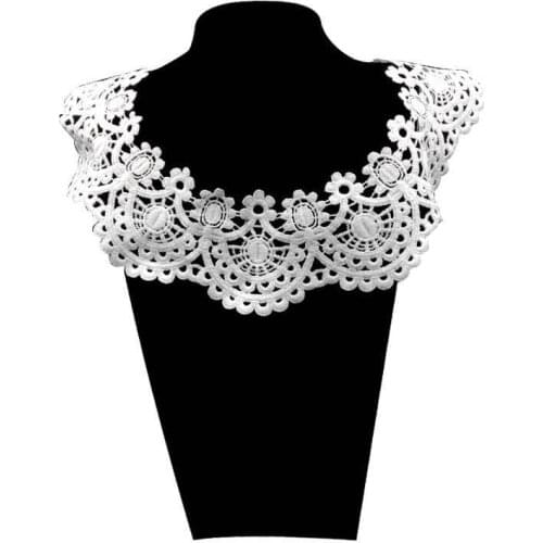 1PCS Water Soluble Embroidery Lace Fake Collar Shoulder Neckline Venise Lace Fabric Dress Applique Trim Sewing DIY Decor 7Colors