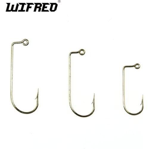 Wifreo #2 #4 100PCS Golden Color Aberdeen Jig Hook Fly Tying Jigs Hooks 575M