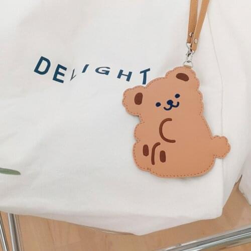 Cute Bear Card Holder Ins Wind Student Bus Subway Card Clip With Rope Work Card Holder Storage Key Chain Bag Ornaments New